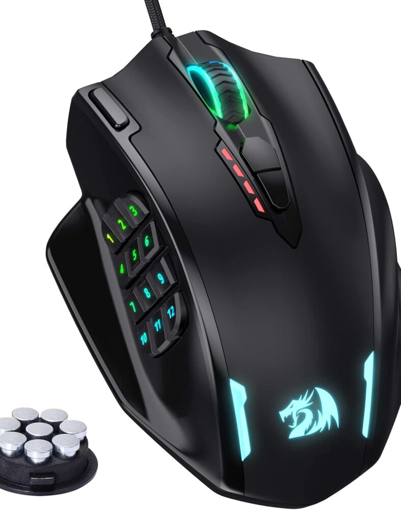 Redragon M908 Wired MMO RGB Gaming Mouse 12400 DPI Remapping Keys | Stable Lag-Free Connection, Redefine Keybinding Macro, Vibing Backlight, Ergonomic Grip Body Comfort