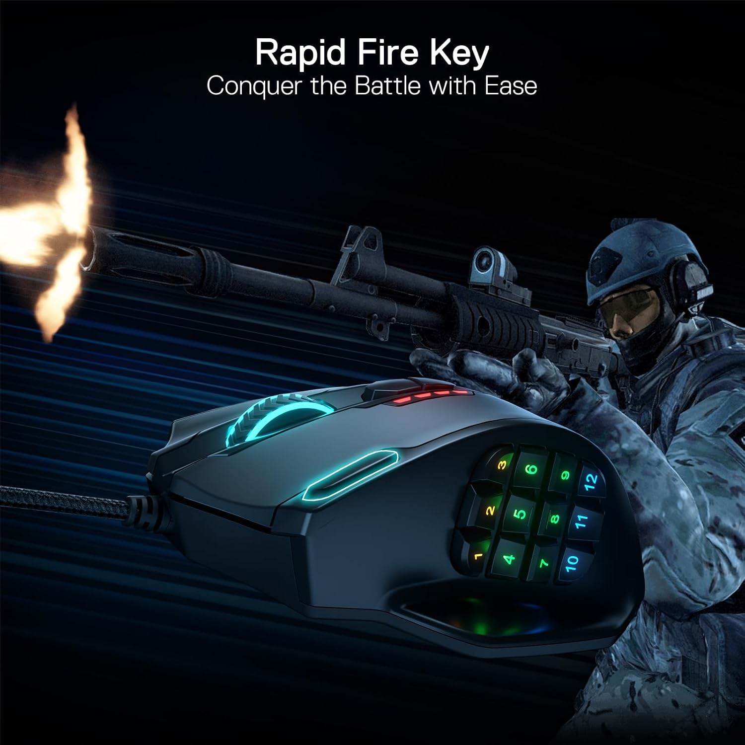 Redragon M908 Wired MMO RGB Gaming Mouse 12400 DPI Remapping Keys | Stable Lag-Free Connection, Redefine Keybinding Macro, Vibing Backlight, Ergonomic Grip Body Comfort - Image 5