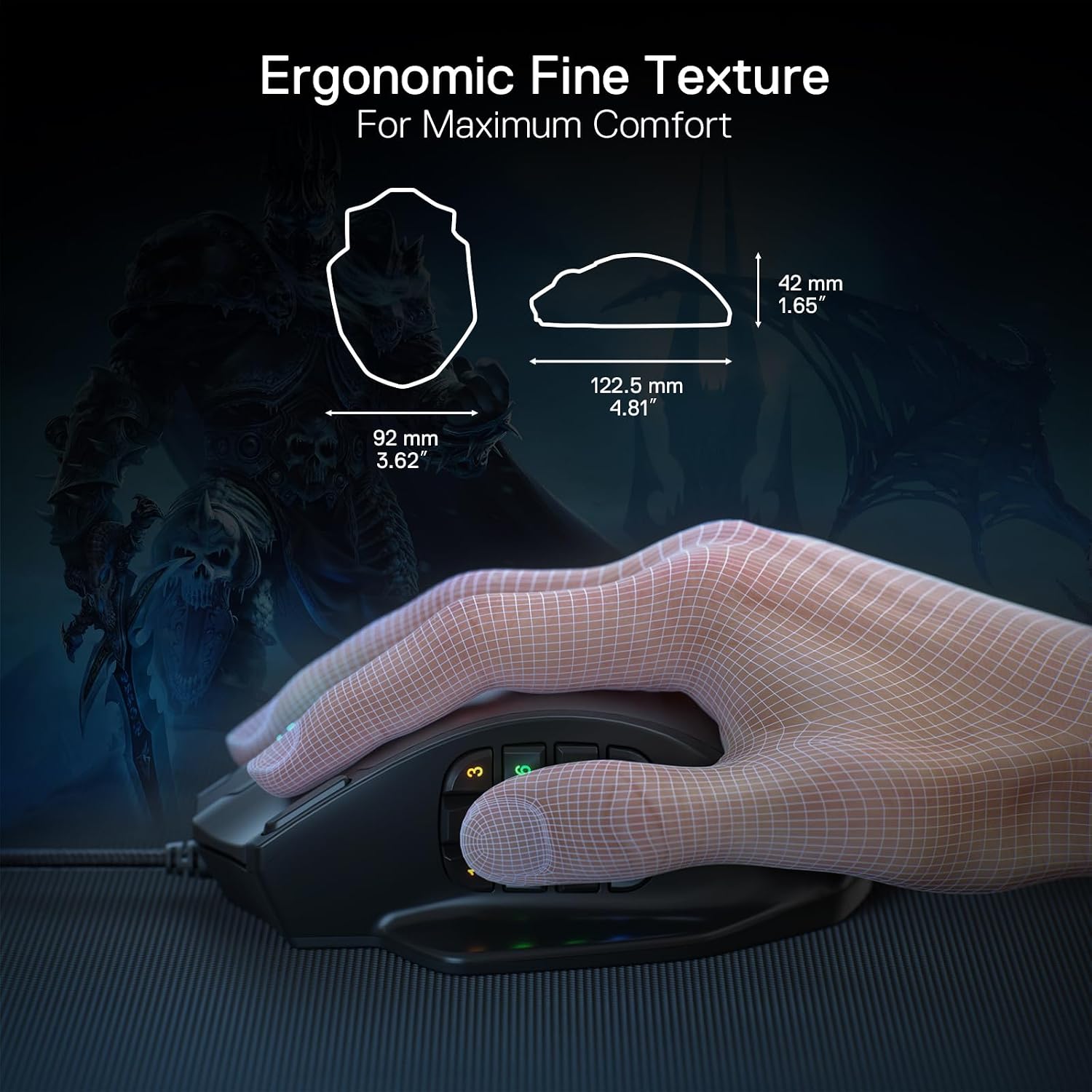 Redragon M908 Wired MMO RGB Gaming Mouse 12400 DPI Remapping Keys | Stable Lag-Free Connection, Redefine Keybinding Macro, Vibing Backlight, Ergonomic Grip Body Comfort - Image 7