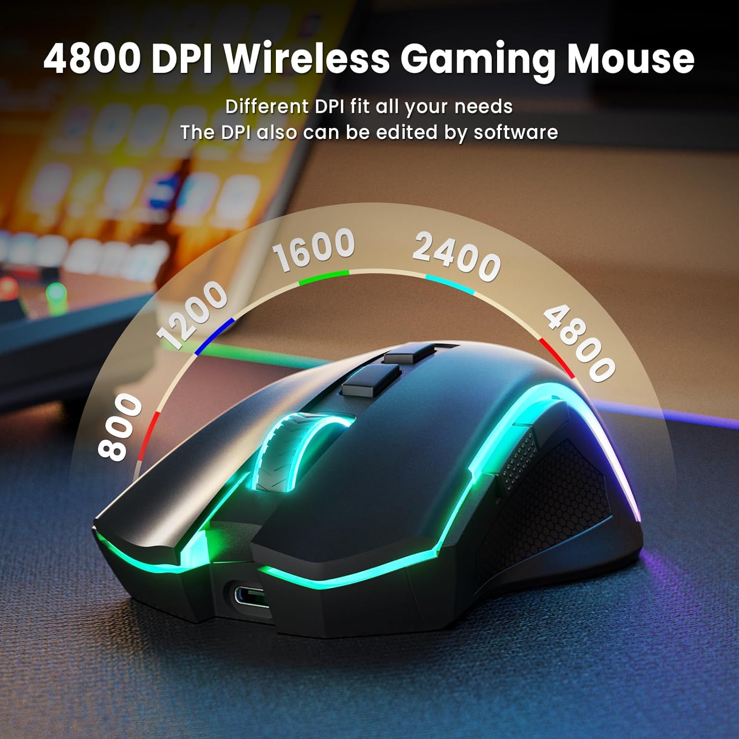 Redragon S101M-KS Gaming Keyboard and Mouse Wireless with Tri-Mode, RGB Keyboard and 4800 DPI Gaming Mouse, 10 Independent Multimedia Keys for Wins, PC, Computer, Wireless S101 Ideal for Gamer - Image 4