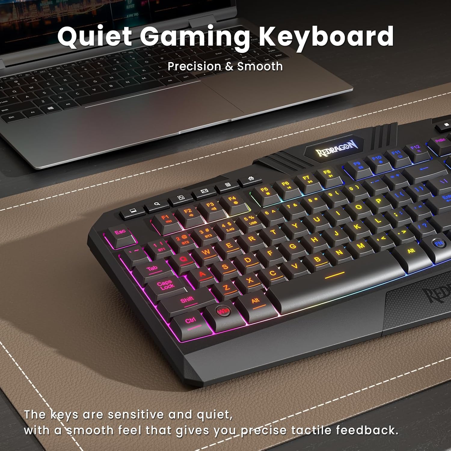 Redragon S101M-KS Gaming Keyboard and Mouse Wireless with Tri-Mode, RGB Keyboard and 4800 DPI Gaming Mouse, 10 Independent Multimedia Keys for Wins, PC, Computer, Wireless S101 Ideal for Gamer - Image 7