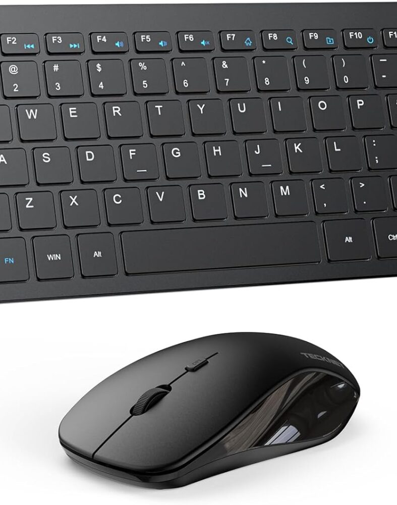TECKNET Wireless Keyboard and Mouse Combo, 2.4G Mini Cordless Computer Keyboard and Mouse Set, Silent Adjustable 1600 DPI, Quiet Click, Lag-Free for Computer, Laptop, PC, Windows, Mac, Chrome OS