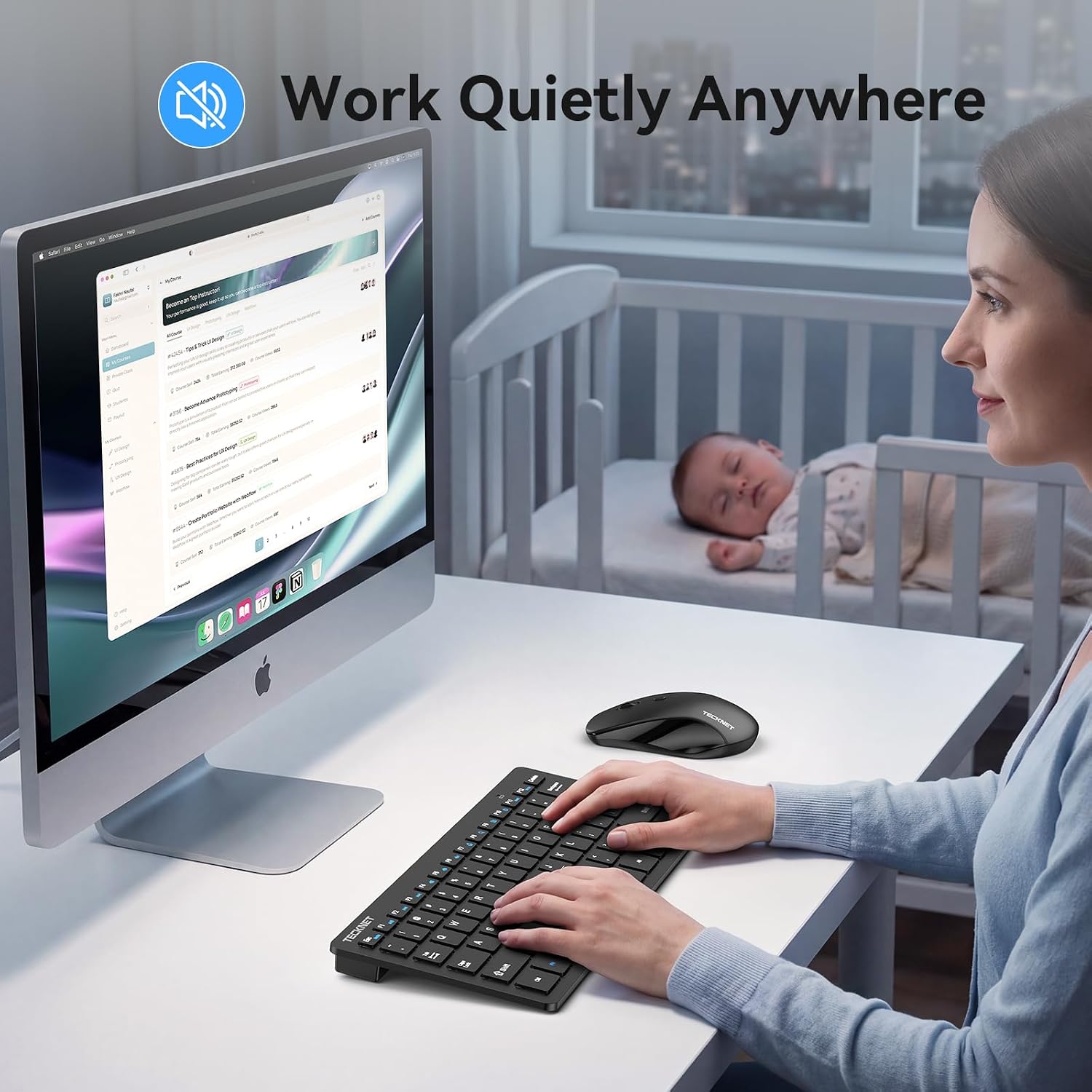TECKNET Wireless Keyboard and Mouse Combo, 2.4G Mini Cordless Computer Keyboard and Mouse Set, Silent Adjustable 1600 DPI, Quiet Click, Lag-Free for Computer, Laptop, PC, Windows, Mac, Chrome OS - Image 3