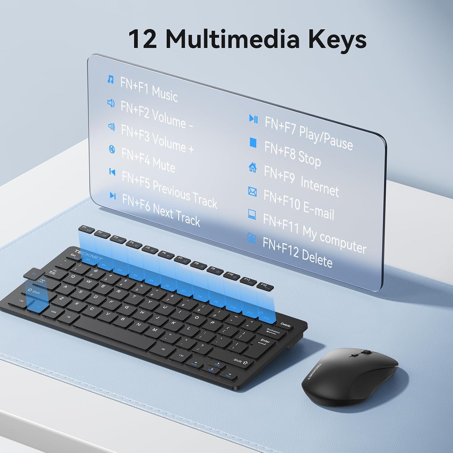 TECKNET Wireless Keyboard and Mouse Combo, 2.4G Mini Cordless Computer Keyboard and Mouse Set, Silent Adjustable 1600 DPI, Quiet Click, Lag-Free for Computer, Laptop, PC, Windows, Mac, Chrome OS - Image 6