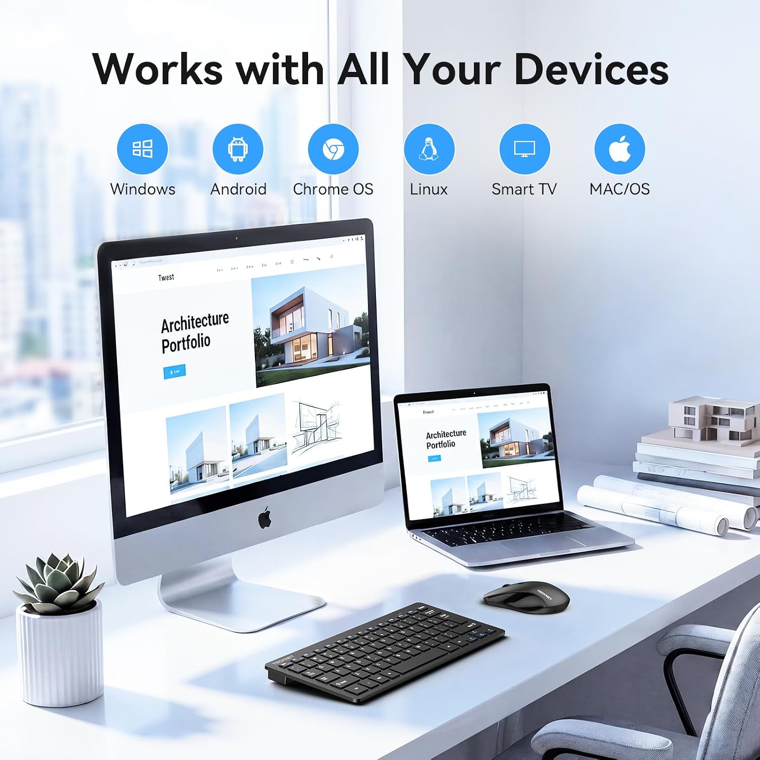 TECKNET Wireless Keyboard and Mouse Combo, 2.4G Mini Cordless Computer Keyboard and Mouse Set, Silent Adjustable 1600 DPI, Quiet Click, Lag-Free for Computer, Laptop, PC, Windows, Mac, Chrome OS - Image 7
