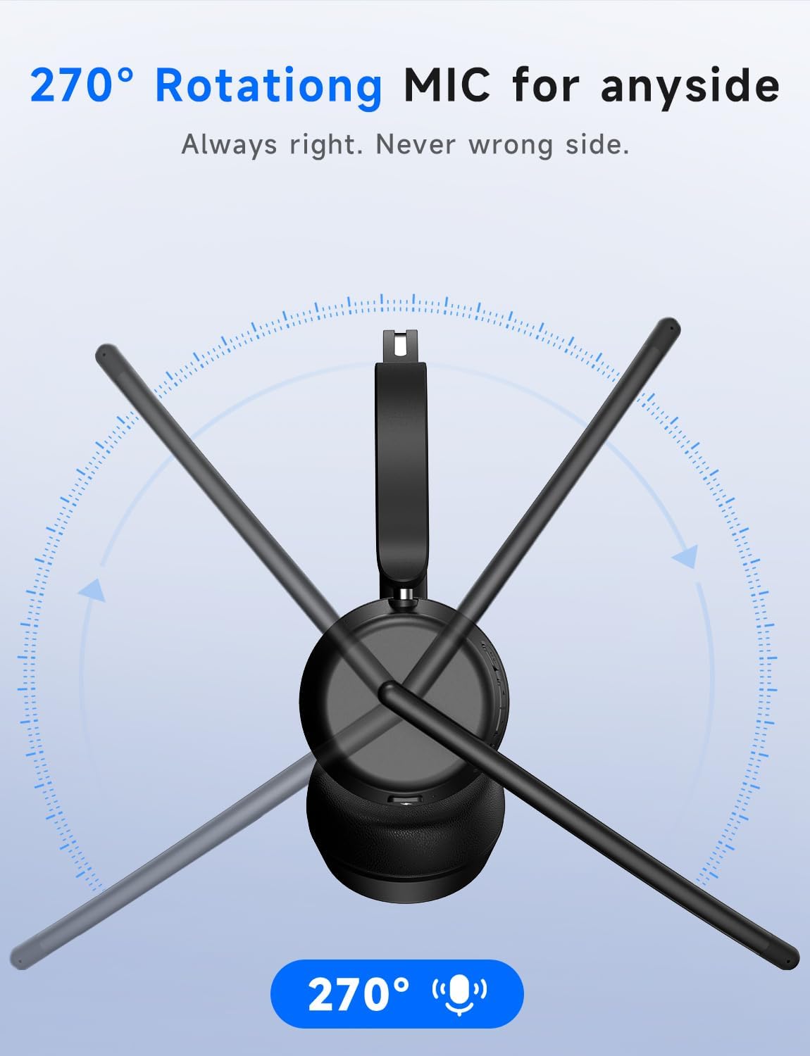 AOC Wireless Headset with Mic for Work, Bluetooth 5.4 Headphones-Dark Black | AI Noise-Canceling Mic for Clear Calls, Computer Headset with Mic Mute & USB A/C Dongle for PC, Computer, Laptop - Image 8